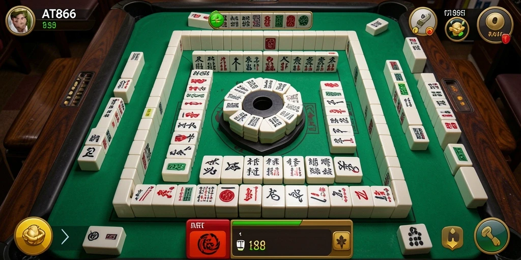 Tangkapan layar permainan AT866 dengan gameplay Mahjong yang menarik.