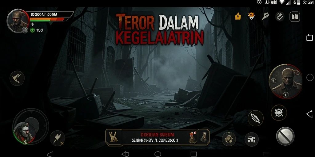 Screenshot menunjukkan momen menakutkan dalam gameplay D200M.