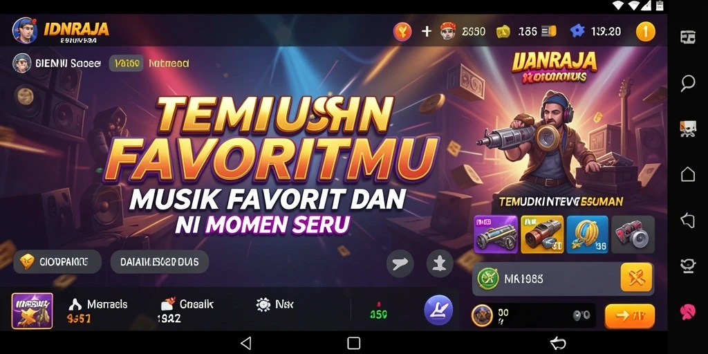 Tampilan permainan IDNRAJA dengan fitur musik yang menarik.