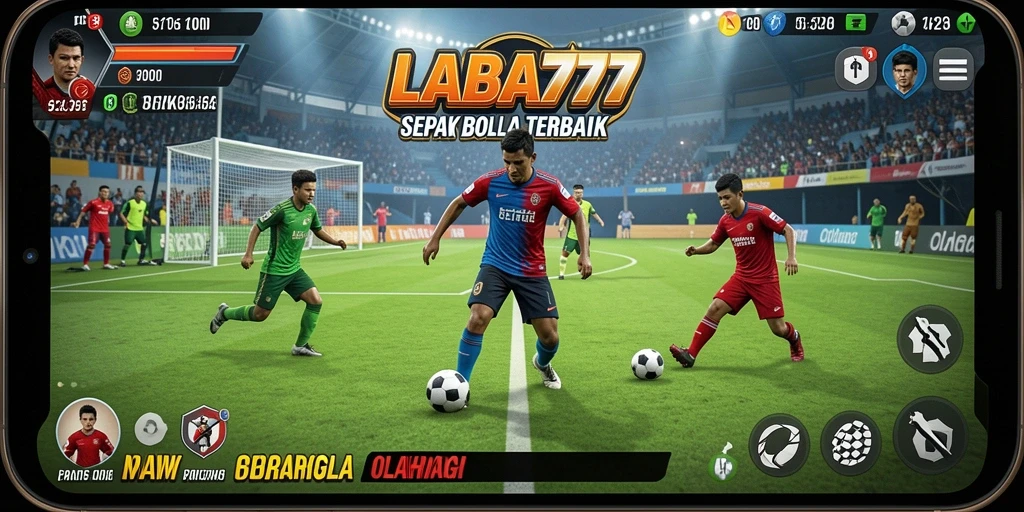 Tampilan gameplay LABA777 penuh aksi sepak bola yang seru.