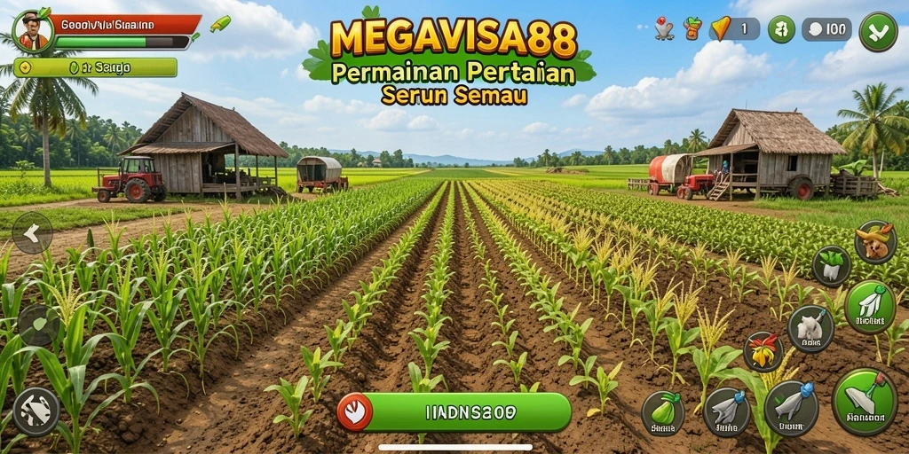 Tampilan menarik dari gameplay pertanian di MEGAVISA88.