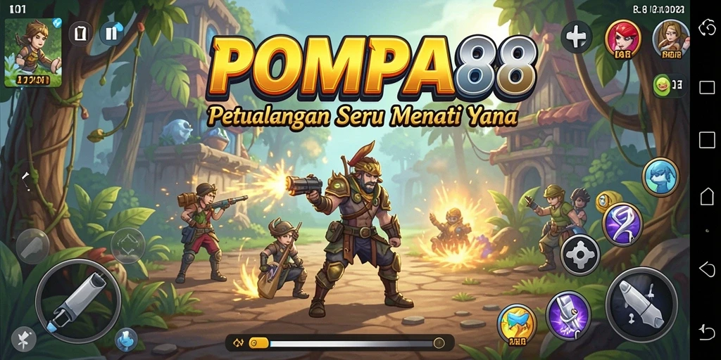Tangkapan layar utama POMPA88 menampilkan aksi petualangan yang mendebarkan.