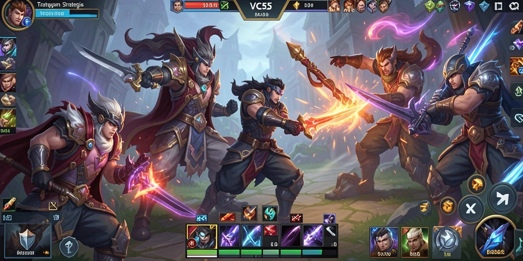 Tampilan gameplay menarik dari VC55 dalam pertarungan MOBA.